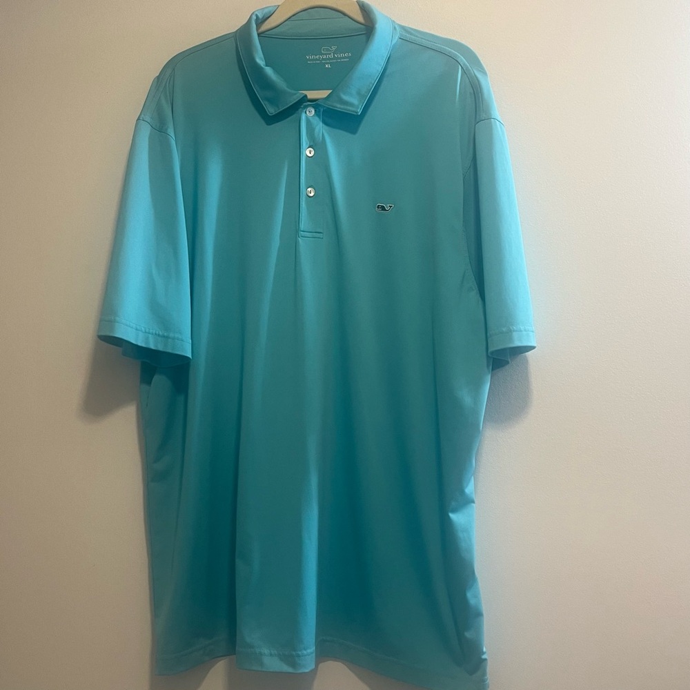 Vineyard Vines Men’s Performance Polo Shirt XL Blue Whale Logo Golf Coastal Prep